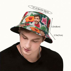 Casquette de pêcheur personnalisée pour l'été, chapeau bob personnalisé, motif feuille de dessin animé, chapeau de plage amusant pour hommes et femmes, créez votre propre photo - Product Image 2