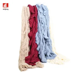 OEM fashionable lightweight solid scarf with ruffle raschel design scarf styles with lurex winter knitted loop scarf