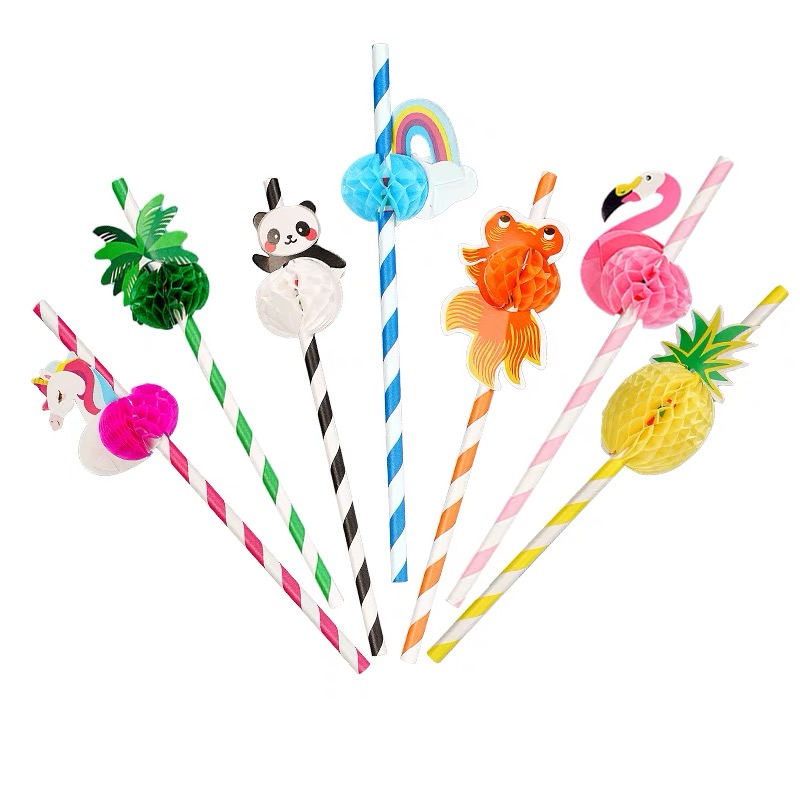 Eco-Friendly Biodegradable Disposable Paper Straws in Colorful Wrap Wholesale for Juice Use
