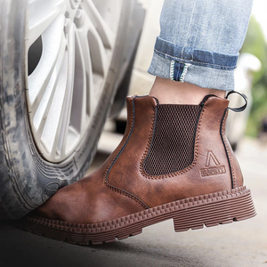 Botas de seguridad de construcción para hombres, botas de seguridad de marca de buena calidad, zapatos de trabajo negros, botas estilo de seguridad Chelsea - Product Image 4