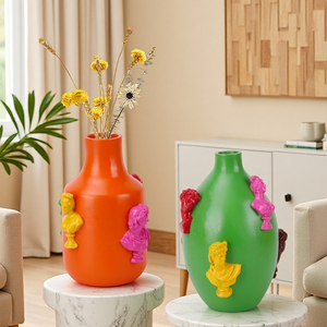 Vaso artistico in <span class=keywords><strong>resina</strong></span> arancione verde Redeco con accenti <span class=keywords><strong>colorati</strong></span> in rilievo in <span class=keywords><strong>resina</strong></span> moderna creativa vaso di fiori decorazione per la casa - Product Image 3