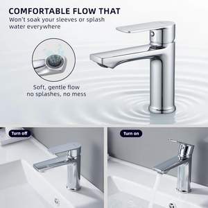 Krom banyo musluk, Modern tek kolu tek delik banyo Vanity lavabo bataryaları için Pop up drenaj ve güverte plakası ile 1 veya 3 delik - Product Image 6