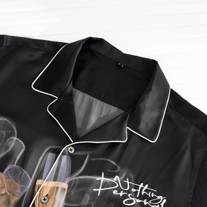 Design personalizzato di alta qualità in seta Slim Fit manica <span class=keywords><strong>corta</strong></span> Casual <span class=keywords><strong>camicia</strong></span> Color-blocco per gli uomini traspirante per l'estate - Product Image 3