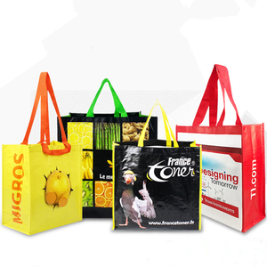 Kişiselleştirilmiş OEM eko dostu RPET saplı alışveriş çantası lamine süpermarket alışveriş çantası geri dönüşümlü 120gsm 140gsm <span class=keywords><strong>PP</strong></span> dokuma çanta - Product Image 1