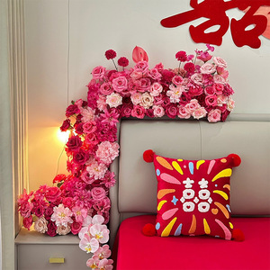 Nouvelle Arrivée - Décoration de Mariage Professionnelle de Luxe en Soie Rouge, Hortensia et Rose Assortis, Amovible, pour Arche en U, Chemin de Table Floral et <span class=keywords><strong>Bouquet</strong></span> - Product Image 5