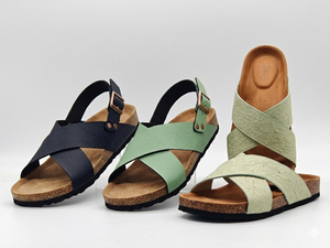 Eco-friendly <strong>Vegan</strong> <strong>Leather</strong> <strong>Shoes</strong> Sustainable Pineapple &amp; Apple Fiber Upper Cork Foot Bed Sandals - Product Image 4
