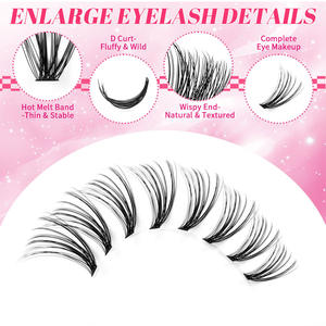Kit de cils en grappes 5D moelleux, personnalisés, à faible prix, pour approvisionnement mixte, courbures C et D, DIY, 484 pièces - Product Image 3