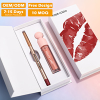 Ensemble de gloss et crayon à lèvres personnalisé avec logo, végan, naturel, imperméable, maquillage pour les lèvres, rouge à lèvres liquide, kit de crayon à lèvres