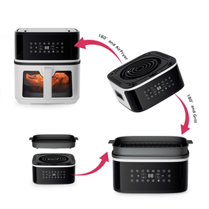 <span class=keywords><strong>Friteuse</strong></span> à air numérique de luxe 8L carrée en acier inoxydable avec <span class=keywords><strong>grill</strong></span> 2-en-1, écran LCD, grille amovible, 1700W, électrique domestique - Product Image 2