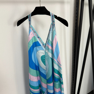 <span class=keywords><strong>Abito</strong></span> <span class=keywords><strong>lungo</strong></span> Casual da donna con stampa a blocchi di colore con Design senza schienale e nuovo orlo irregolare - Product Image 3