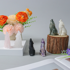 Tinh Thể Tự Nhiên Thủ Công Mỹ Nghệ Làm Tay Động Vật Thủ Công Mỹ Nghệ Kích Thước Nhỏ Ngà Ngọc Sói Cho Trang Trí - Product Image 2