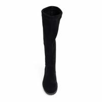 Bottes hautes pour filles, bottes longues en daim noir pour enfants, bottes d'hiver tendance, doublure en coton, fabriquées en Chine