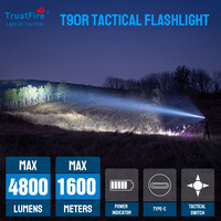 Linterna Táctica TrustFire T90R 4800LM, Haz de Luz de 1600M, Recargable por USB-C, Resistente al Agua IP68, para Caza, Búsqueda y Rescate