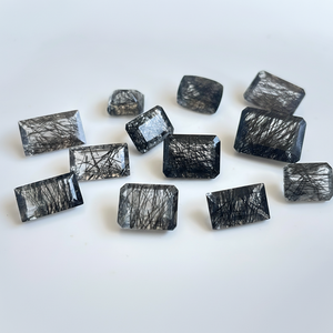 38ct ธรรมชาติผสมมาก12ชิ้นสีดำรูป rutile แปดเหลี่ยม Baguette รูปร่างผสมเหลี่ยมเพชรพลอยที่มีคุณภาพสูงสุด - Product Image 1