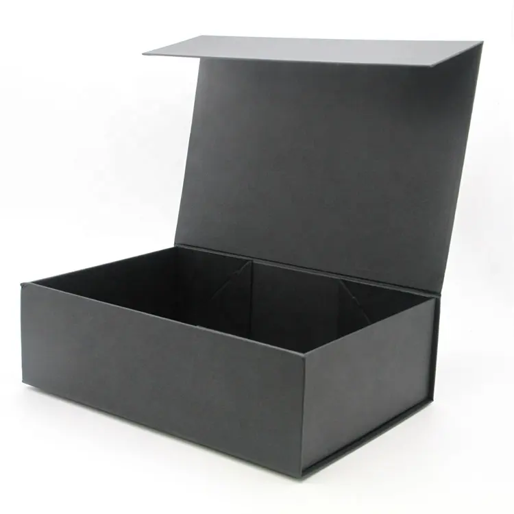 Caja de zapatos personalizada respetuosa con el medio ambiente, caja de cartón magnética con estampado de zapatos negros, caja de regalo de papel plegable con logotipo