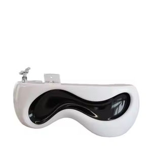 Black and White Curved <b>Extendable</b> Reception <b>Desk</b> Modern Design for Office Lobby Hotels and Malls - Product Image 6