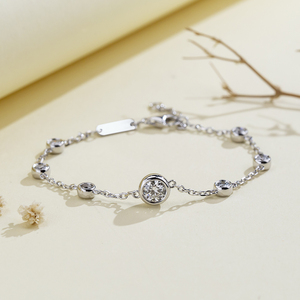 Pulsera MSR-679 Minimalista de Plata 925 con Baño de Oro de 18K y Diamante Cultivado en Laboratorio con Corte Brillante Redondo para Uso Diario - Product Image 1