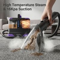 Nettoyeur Vapeur Portable Haute Température Puissant à Forte Aspiration pour Nettoyage en Profondeur des Taches sur Tapis, Tissus et Voitures