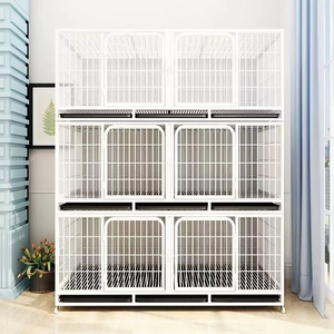 Cage pour animaux de compagnie modulable et pliable à trois niveaux, double couche, pour l'élevage de pigeons, lapins et chats, robuste - Product Image 1