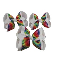 Rubans imprimés en satin spéciaux, nœuds pour cheveux à double couche, 6 pouces, accessoires pour cheveux pour l'été, pour les petites filles, pour les fêtes