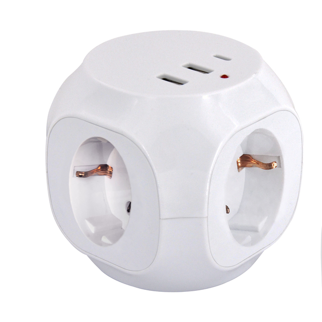 German  Power Cube Socket,SCHUKO 3 Ways.16A 230V~