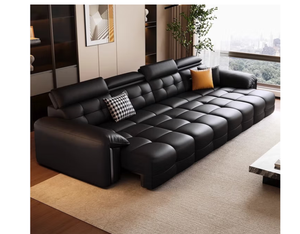 Modern Leather Sofa Set for Living Room-Durable & Eco-Friendly with Sponge Filling