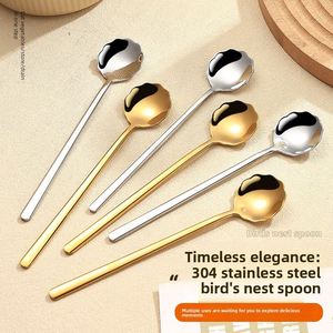 Cuchara de Encaje de Acero Inoxidable con Acabado Espejo y Mango Largo, Estilo Moderno y Minimalista para Tazas de Café, Postres y Uso Doméstico - Product Image 3