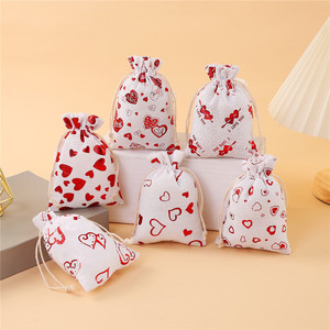 Sacs cadeaux de mariage en coton avec cordon de serrage, pochettes cadeaux 10x14cm 13x18cm pour décorations de mariage - Product Image 2