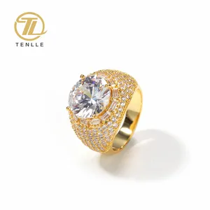 Модное Ювелирное кольцо из нержавеющей стали, чистое бриллиант, 24 к