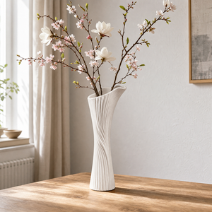Set di 3 Vasi <span class=keywords><strong>in</strong></span> Ceramica Bianchi Scanalati, Vasi Wabi Sabi per <span class=keywords><strong>Fiori</strong></span> Secchi, Decorazione per Casa e Centrotavola - Product Image 3