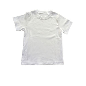 เสื้อยืดโพลีเอสเตอร์สำหรับเด็ก แบบเรียบ สีขาว สำหรับสกรีนลาย - Product Image 1