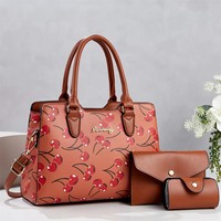 Ensemble de sacs fourre-tout pour femmes de créateurs de mode, motif cerise, grande capacité, sacs à main de luxe pour femmes, fermeture à glissière à sangle unique