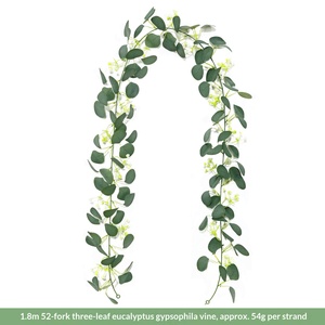 Decorazione per Porta Esterna, Ghirlanda Piatta di Foglie di Eucalipto Simulate in Seta per Primavera ed Estate - Product Image 4