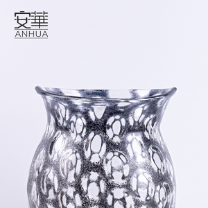 Juego de Jarrones de Vidrio Soplado a Mano, Estilo Art Deco Moderno, Negro con Puntos Blancos, Decorativos para el Hogar y Bodas - Product Image 4