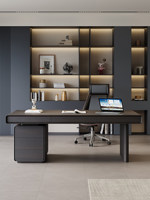 Bureau d'étude minimaliste pour la maison, bois brun foncé, minimalisme italien moderne, table d'ordinateur de bureau, tiroirs de rangement, Minis MN-CPT2