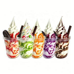 Realistic Plastic 360ml Sundae Ice <b>Cream</b> Model Religious Flower Plant Pattern Decorative Dessert Prop Restaurant <b>Window</b> Food - Product Image 1