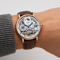 Nuevo Reloj Mecánico de Alta Gama para Hombre, de Aleación, con Doble Hora, Estilo Ejecutivo, con Puntero, 43 mm, Resistente al Agua 30 m, de Cuerda Automática