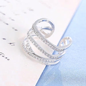 แหวนเพชรฝังเต็มวง ดีไซน์เฉพาะตัว RAKOL RP171 ชุบทองคำขาวสี่ชั้น - Product Image 1