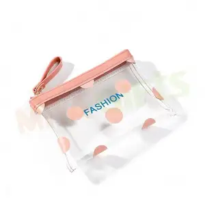 个性化标志拉链透明塑料透明圆点袋硬币袋钱包迷你钱夹盒