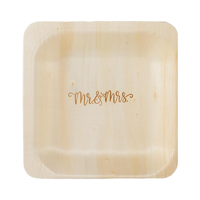 Assiettes carrées jetables écologiques en bois pour la décoration de mariage au laser