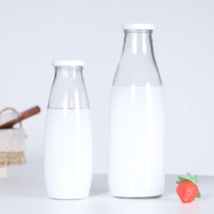 Botol kaca kelas makanan daur ulang kustom untuk produk susu botol minuman susu antik dengan tutup - Product Image 3