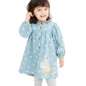 Осеннее платье с длинным рукавом и вышивкой для девочек и девочек, комплект из 2 предметов для малышей