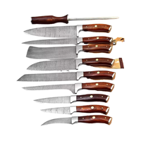 Couteau de chef Grandsharp moderne en acier Damas japonais, ensemble de cuisine, lames en acier au carbone, manche en bois massif, multi-usages