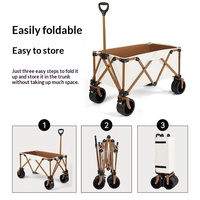 Chariot de plage pliable en acier WZ TC-74, chariot pliable portable pour le camping en plein air avec table intégrée