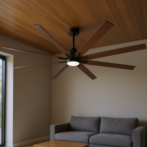 Ventilatore da Soffitto Moderno da 84 Pollici con Luce LED, Nero, Motore DC a Basso Profilo, 5 Pale, Telecomando - Product Image 2