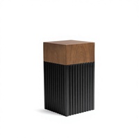 Canapé de salon minimaliste italien, table d'appoint carrée en bois, table basse haut de gamme en bois massif, table artistique créative