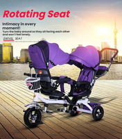 Triciclo Reversible con Asiento Reclinable para Gemelos, de Acero al Carbono, Unisex, de 2 a 4 Años, de 5 a 7 Años