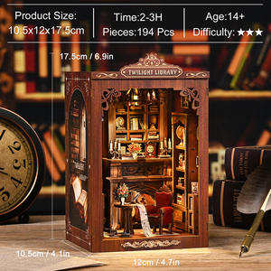 Micro Glow Book Pavilion Maison miniature à construire soi-même |   Modèle de construction en bois 3D pour coin lecture |   Jeu de puzzle fait main pour rehausseur de livre DIY - Product Image 3