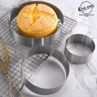 Befair Lot de 3 moules à mousse ronds jetables en acier inoxydable, outils de pâtisserie DIY, résistants au four
