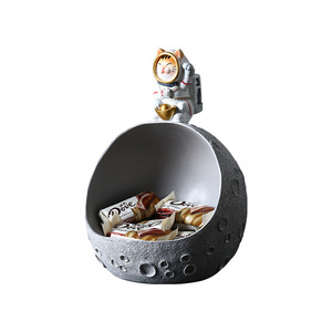 <b>Top</b> Rhyme Moon Shape Candy Box Storage Container With <b>Cat</b> Astronaut Decor For Home Living Room Desktop Decoration - Product Image 2